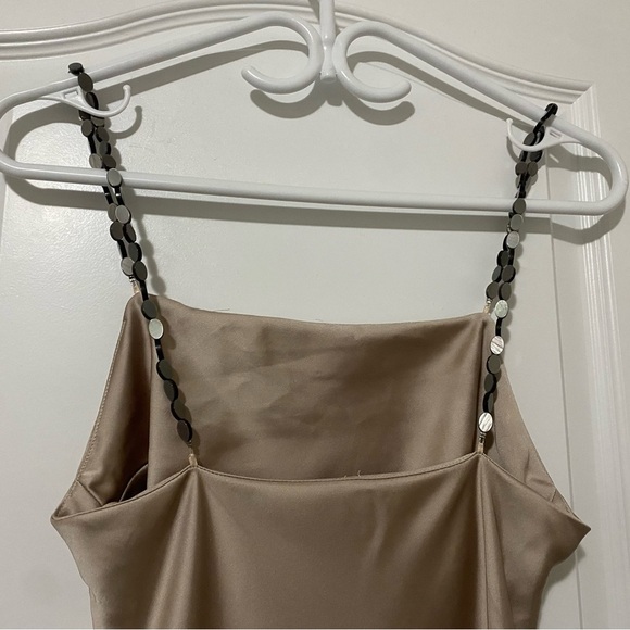 Zara Satin Maxi Dress in Beige - Picture 7 of 8